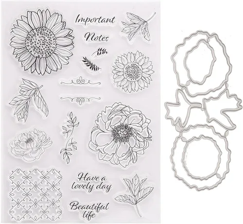 Daisy - Juego de sellos y troqueles transparentes de silicona para hacer tarjetas, plantillas de corte de metal para álbumes de recortes, álbum de
