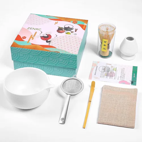 Miniatura 11 de ZENRC Ceremony - Kit de matcha rosa – Batidor tradicional de bambú (Chasen) Scoop (Chashaku) Chawan Bowl con boquilla de vertido, soporte para Rosa