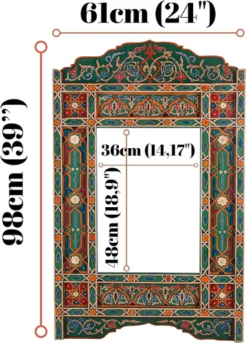 Miniatura 5 de Marco de espejo marroquí, espejo de granja, espejo de arco, espejo de madera grande, marco de espejo de baño rústico, pared colgante rectangular