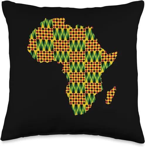 African Family Kente Clothing for Men women Kids Kente African Pride Traditional Ethnic Pattern Africa Map Throw Pillow, 16x16, Multicolor