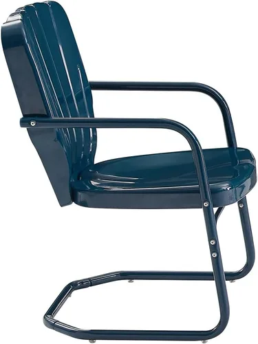 Miniatura 5 de Crosley Furniture Ridgeland - Juego de 2 sillas para exteriores, sillas de metal retro para comedor, porche, cubierta, azul marino