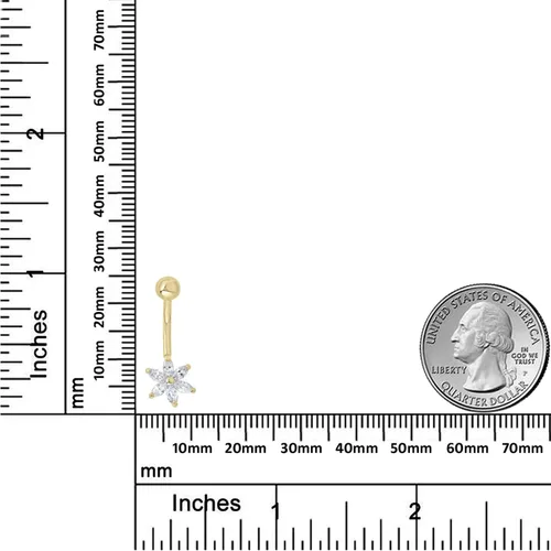 Miniatura 7 de AVORA Anillo de ombligo floral con circonita cúbica de oro de 10 quilates (calibre 14)