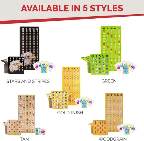 Miniatura 9 de MR CHIPS Juego completo de bingo con tarjetas obturadoras a prueba de atascos, edición verde de fácil lectura, 25 tarjetas de bingo reutilizables