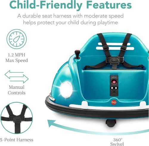 Miniatura 2 de Best Choice Products Coche eléctrico de parachoques Bumpin de 6 V, para niños de 1.5 a 6 años, control remoto para padres, giro de 360 grados, Azul