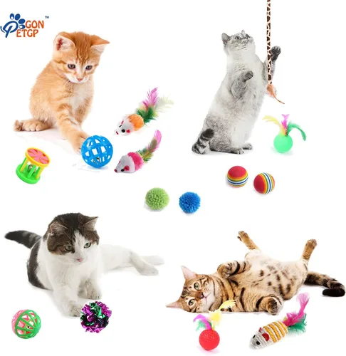 Miniatura 6 de GONPET - Juego para gatos de interior: 23 piezas de juguetes para gatitos, incluye túnel plegable para mascotas, varita interactiva para gatos