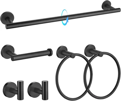 Miniatura 15 de TQKAG Juego de accesorios de baño de 5 piezas, juego de accesorios de baño de oro cepillado de 23.6 pulgadas, juego de toallero de acero inoxidable