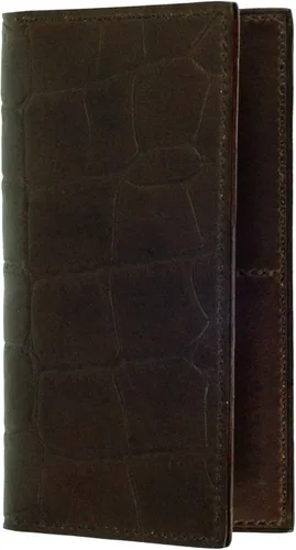 Funda de piel tipo bolsillo en el pecho, color café grano de cocodrilo piel vacuna, hecho a mano