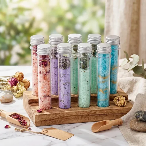 Miniatura 3 de Xinnun Tubo de prueba de plástico para dulces, 200 unidades, 1.5 fl oz, transparente, tapa de tubo de sal de baño, decoración de viales de plástico