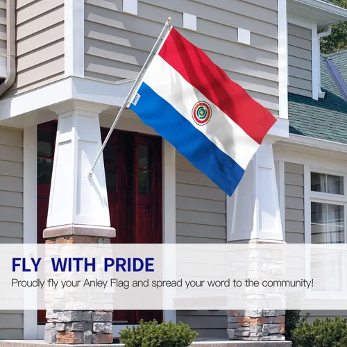 Miniatura 2 de Anley Fly Breeze - Bandera de Paraguay de 3 x 5 pies, color vivo y a prueba de decoloración, cabecera de lona y doble costura, banderas paraguayas