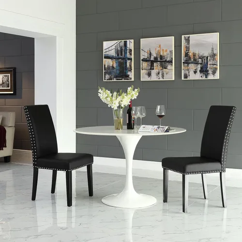 Miniatura 6 de LexMod silla de comedor de vinilo parte de un juego, Poliuretano, Negro