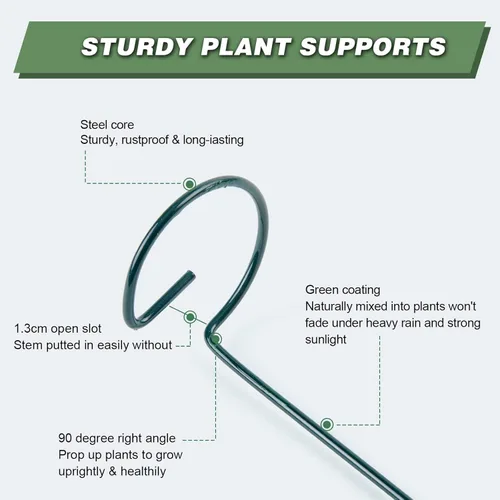 Miniatura 5 de Joyhalo Paquete de 12 estacas para plantas, estacas de soporte para plantas de 16 pulgadas, soporte de palos para plantas con 24 lazos giratorios