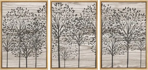 Miniatura 6 de SIGNWIN Lienzo enmarcado para pared, juego de arte de collage de hojas transparentes en blanco y negro, ilustraciones de naturaleza silvestre, arte