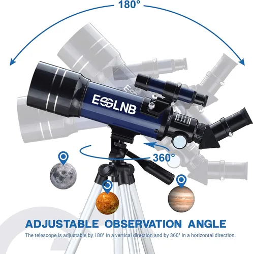 Miniatura 4 de ESSLNB - Telescopio para adultos, telescopio refractor de apertura de 70 mm (15X-180X) para principiantes de astronomía, telescopio portátil