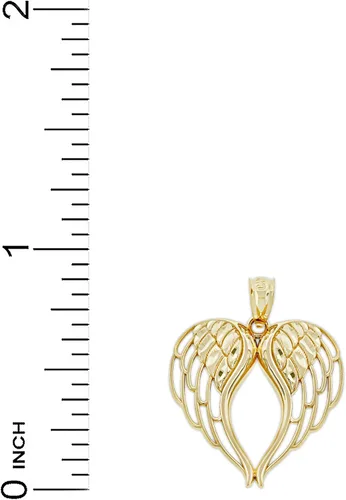 Miniatura 4 de Charm America - Colgante de alas de ángel de oro con cadena de oro opcional - oro macizo de 14 quilates, oro amarillo, Amarillo