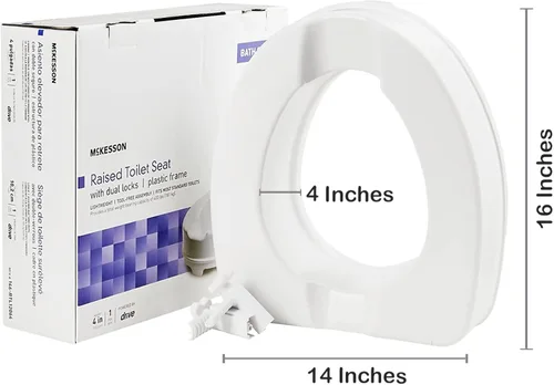 Miniatura 4 de McKesson Asiento de inodoro elevado con doble cerradura, se adapta a la mayoría de inodoros estándar, 4 pulgadas de alto, capacidad de peso de 400