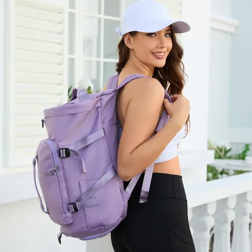 Miniatura 2 de Bolsa de gimnasio para mujer, mochila de lona impermeable, bolsa deportiva con compartimento para zapatos, mochila de mano para viajes, yoga