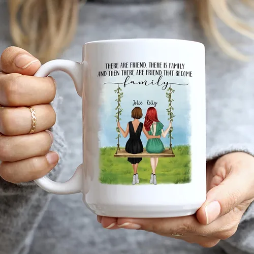 Miniatura 3 de Taza personalizada con texto en inglés "There Are Friends There Is Family And Then There Are Friends That Become Family", taza de café personalizada
