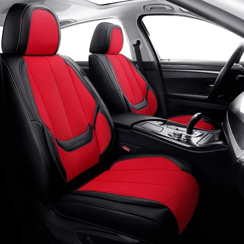 Miniatura 21 de Coverado Fundas de Asientos Delanteros, Funda de Asiento de Cuero Sintético de Lujo Impermeable, Protector de Asiento de Coche Beige, Funda