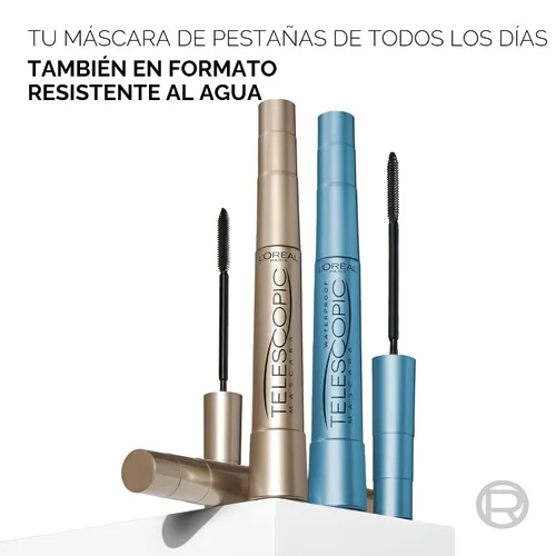 Miniatura 9 de L'Oreal Paris Makeup Telescopic Original Alargamiento, máscara separadora de pestañas con cepillo de doble precisión, lavable, negro, 0.27 onzas