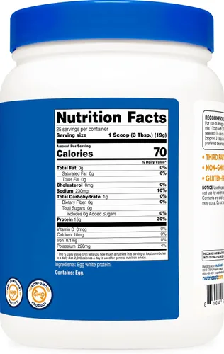 Miniatura 5 de Nutricost Polvo de proteína de clara de huevo 1 libra (sin sabor), sin OMG, sin gluten
