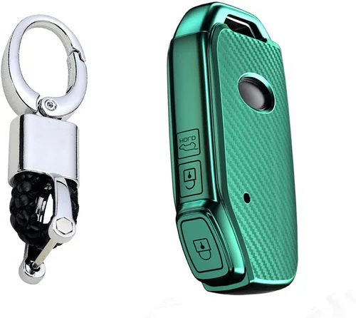 SANRILY Funda para llavero con textura de fibra de carbono para Kia Cerato Forte Sorento Sportage R GT Stinger GT Stinger GT Llavero remoto sin Verde