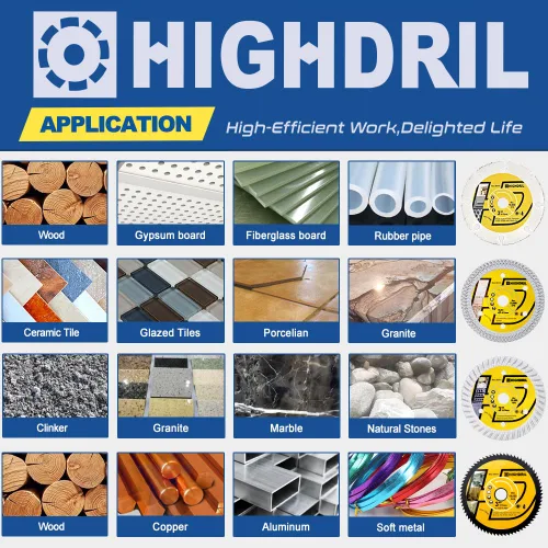 Miniatura 4 de HIGHDRIL Juego de hojas de sierra circular de 3 "2.953 in, 4 piezas, disco de corte de diamante/HSS/carburo para amoladora angular, azulejos