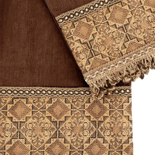 Miniatura 3 de Sherry Kline Agrabah - Juego de toallas de baño decorativas de 3 piezas, tela jacquard con trenza Gimp y flecos de cebolla, incluye 1 toalla