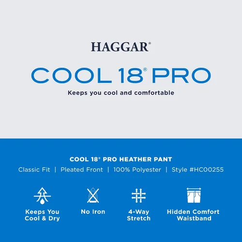 Miniatura 4 de Haggar Cool 18 Pro para hombres - Pantalón de ajuste clásico, con plisado frontal y cintura expandible oculta, tallas regulares y grandes y altas