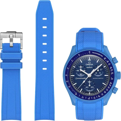 Miniatura 14 de Correa Stanchev para reloj Moonswatch, correa de silicona suave curvada sin espacio de 20mm para reloj Omega X Swatch Speedmaster, correa