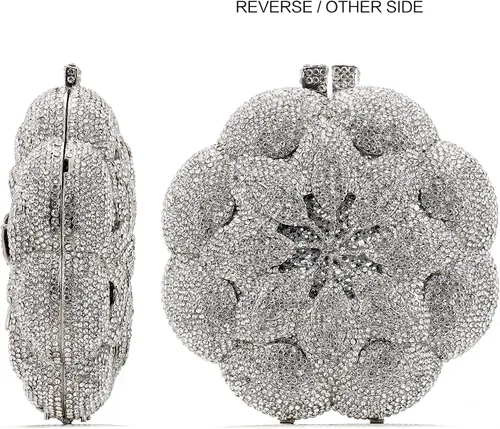 Miniatura 2 de Bolso de noche para mujer, bolso de embrague de cadena de metal con diamantes de imitación Fashion, AAA Rhinestone, Metal Chain