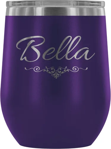 Miniatura 5 de Bella - Vaso de vino aislado con tapa, copa de vino de acero inoxidable sin tallo de 12 onzas, taza de viaje aislada al vacío de doble pared