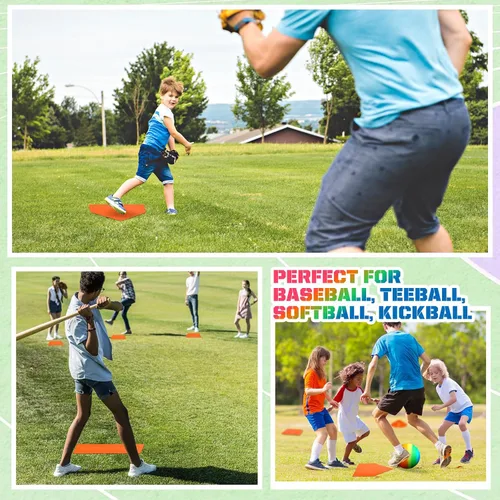 Miniatura 6 de Jenaai El juego de 9 piezas de kickball deportivo incluye 2 piezas de Kickball, 5 bases de marcador y bomba de baloncesto, fútbol, béisbol, tenis