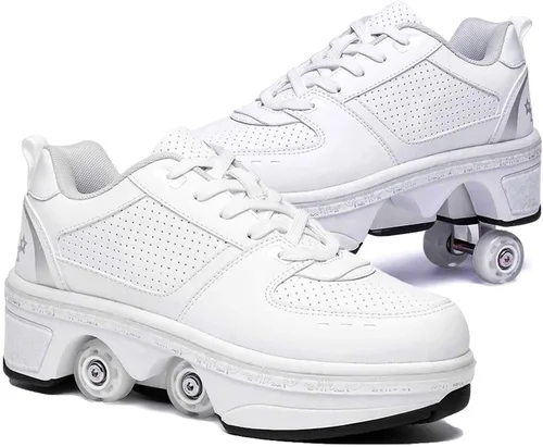 Miniatura 28 de Zapatos de patinaje convertibles para hombres y mujeres, zapatos de paseo automáticos para niños y adultos, patines con doble fila de ruedas, ruedas