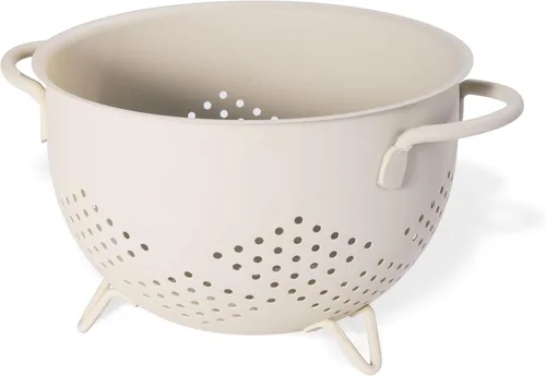 Miniatura 9 de Colador de metal de 5 cuartos de galón con recubrimiento en polvo, colador de metal autodrenante con base, cesta de frutas y verduras con asas