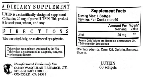 Miniatura 2 de Luteína 20mg 60 cápsulas blandas - Paquete de 3 - Fórmulas ecológicas/investigación cardiovascular