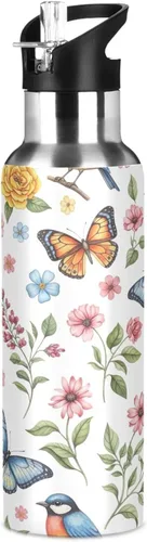 Miniatura 8 de Stainless Steel Vacuum Insulated Water Bottle 32 Oz, Leakproof Water Bottles for Gym Outdoor Travel School, Colorful Watercolor Flowers
