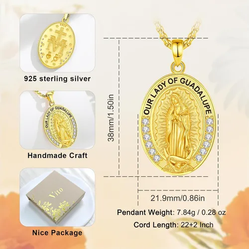 Miniatura 75 de Vito Collar de plata de ley 925 para mujeres y hombres, San Benito, crucifijo, Caravaca, San Cristóbal, San Judas, medalla patronal, amuleto