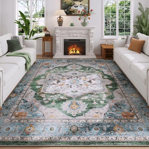 Miniatura 27 de Rugcomf Alfombra de pasillo de 2 x 6 pies, lavable, bohemio, suave, antideslizante, no desprende pelusa, lana sintética, estilo vintage para cocina