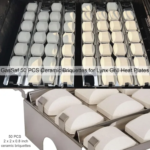 Miniatura 6 de GasSaf Briquetas de cerámica de repuesto para modelos seleccionados de turbo, parrilla de gas Nexgrill, 2 x 2 x 0.8 pulgadas, juego de 50 piezas