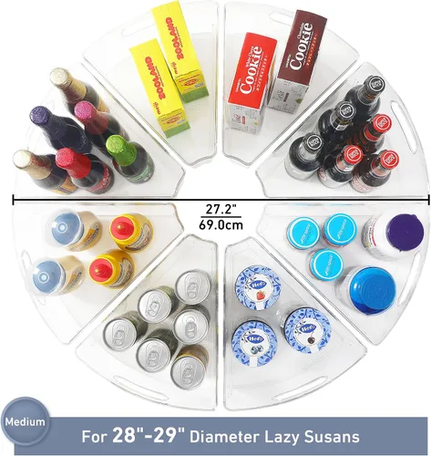 Miniatura 2 de Leeden Lazy Susan Organizador para esquina Lazy Susan de 28 pulgadas de diámetro, contenedores de almacenamiento de plástico para gabinete de cocina