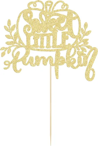 Miniatura 3 de Gyufise 1 pieza de decoración de pastel de calabaza dulce con purpurina con temática de otoño, decoración para baby shower, niños, cumpleaños
