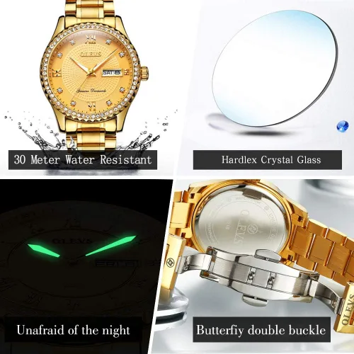 Miniatura 3 de OLEVS - Relojes de diamantes para hombres, relojes de vestir a prueba de agua, relojes analógicos de cuarzo de lujo con calendario de fecha y correa