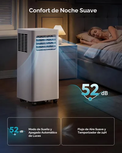 Miniatura 4 de EUHOMY Aire acondicionado portátil de 14,000 BTU, aire acondicionado portátil 4 en 1 para habitaciones de hasta 650 pies cuadrados con fresco