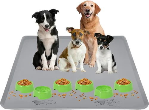 Miniatura 12 de TidyFriend Tapete para Comida de Mascotas - 24" x 24", Bandeja para Mascotas para Comida y Agua, Tapete de Silicona para Perros, Tapete