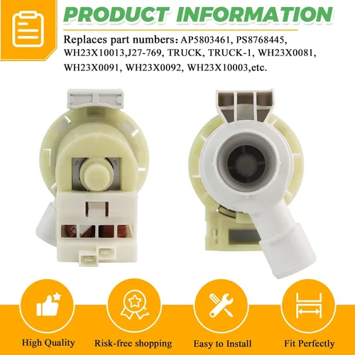 Miniatura 3 de Bomba de drenaje para lavadora WH23X10030 WH23X10013 de Techecook - Compatible con lavadora Hotpoint GE WH23X10013 WH23X0081 WH23X0091 WH23X0092
