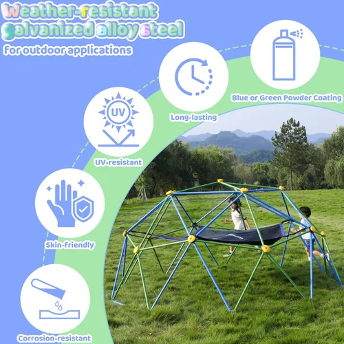 Miniatura 3 de Gardenature - Cúpula de escalada de 10 pies con hamaca, gimnasio de jungla al aire libre para niños, estructura de escalada geométrica con cúpula