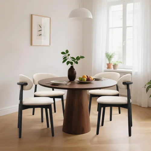 Miniatura 8 de Juego de 2 sillas de comedor estilo granja, sillas de cocina tapizadas de tela moderna de mediados de siglo, sillas de comedor de madera