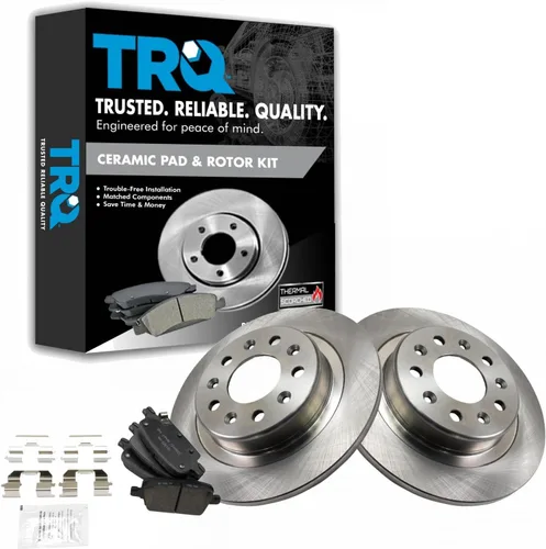 Miniatura 118 de TRQ Kit de rotor de freno trasero y pastillas de cerámica Posi premium compatible con camioneta Chevy GMC