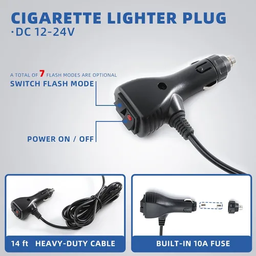 Miniatura 5 de Luces de baliza estroboscópicas ámbar con base magnética, barra de luz mini de emergencia de flash de seguridad de 12-24V para camiones, vehículos