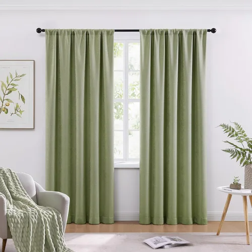 Miniatura 29 de WRENSONGE Cortinas opacas para dormitorio, cortinas opacas negras de 63 pulgadas de largo para sala de estar, ventanas, cocina, habitación, cortinas
